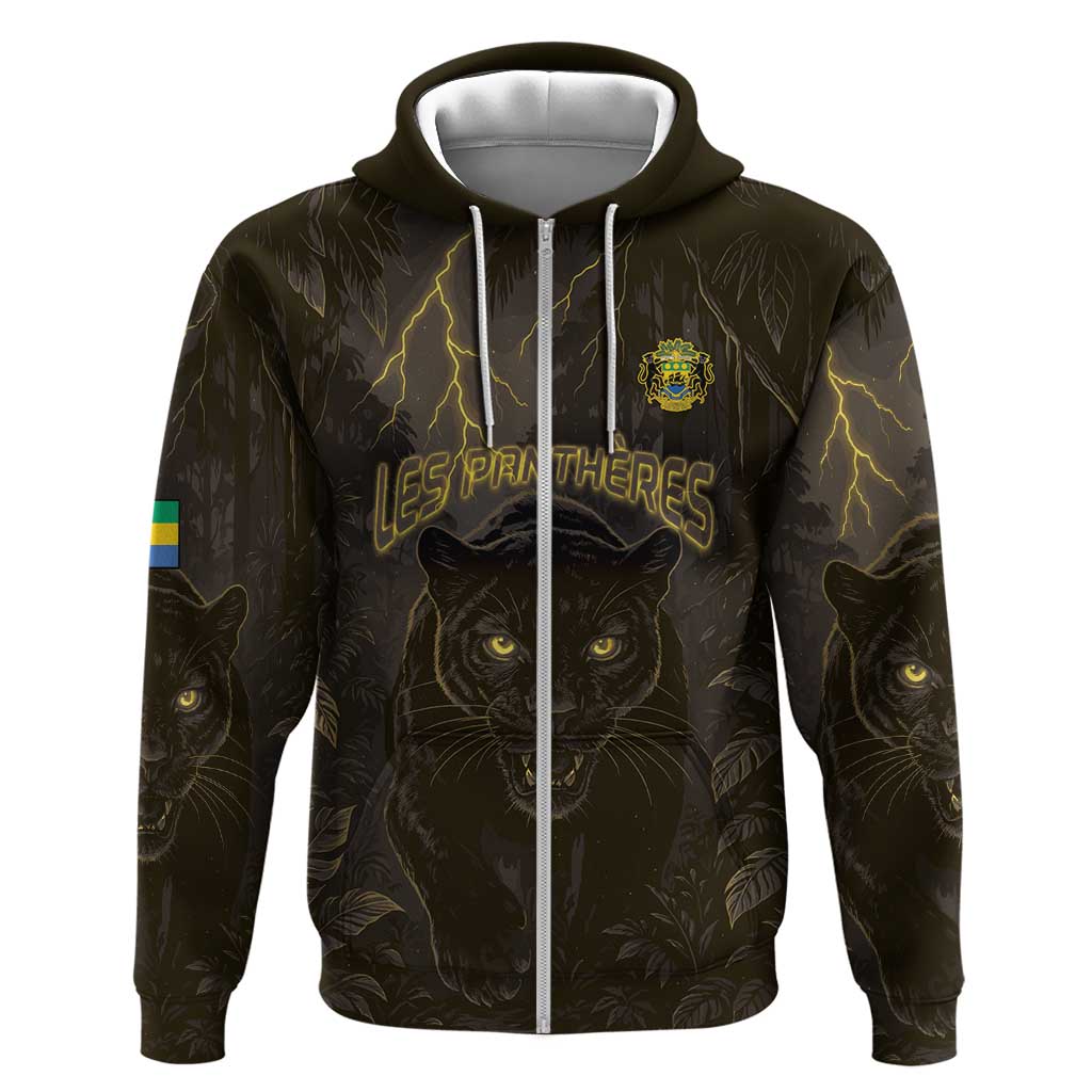 Custom Gabon Football Hoodie Black Panther Thunder - Wonder Print Shop