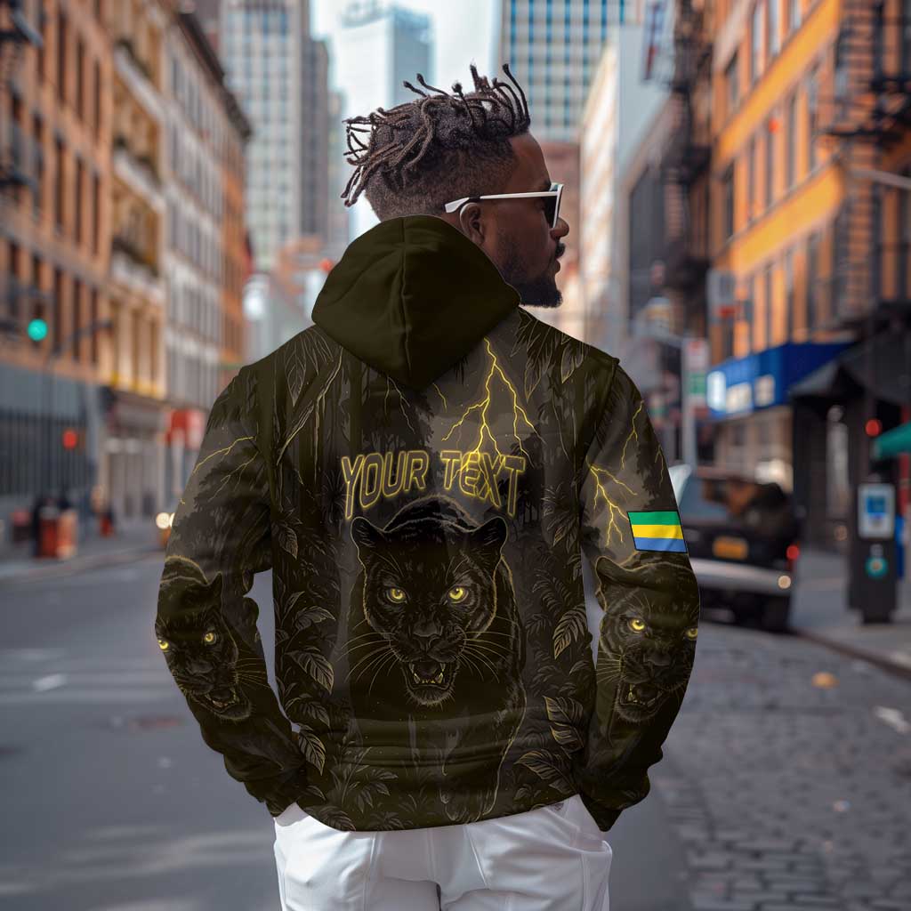 Custom Gabon Football Hoodie Black Panther Thunder - Wonder Print Shop