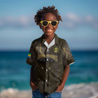 Custom Gabon Football Kid Hawaiian Shirt Black Panther Thunder - Wonder Print Shop