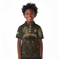 Custom Gabon Football Kid Polo Shirt Black Panther Thunder - Wonder Print Shop