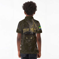 Custom Gabon Football Kid Polo Shirt Black Panther Thunder - Wonder Print Shop