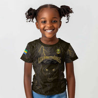 Custom Gabon Football Kid T shirt Black Panther Thunder - Wonder Print Shop