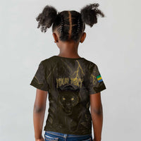 Custom Gabon Football Kid T shirt Black Panther Thunder - Wonder Print Shop