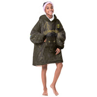 Custom Gabon Football Kid Wearable Blanket Hoodie Black Panther Thunder - Wonder Print Shop