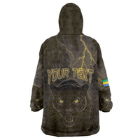 Custom Gabon Football Kid Wearable Blanket Hoodie Black Panther Thunder - Wonder Print Shop