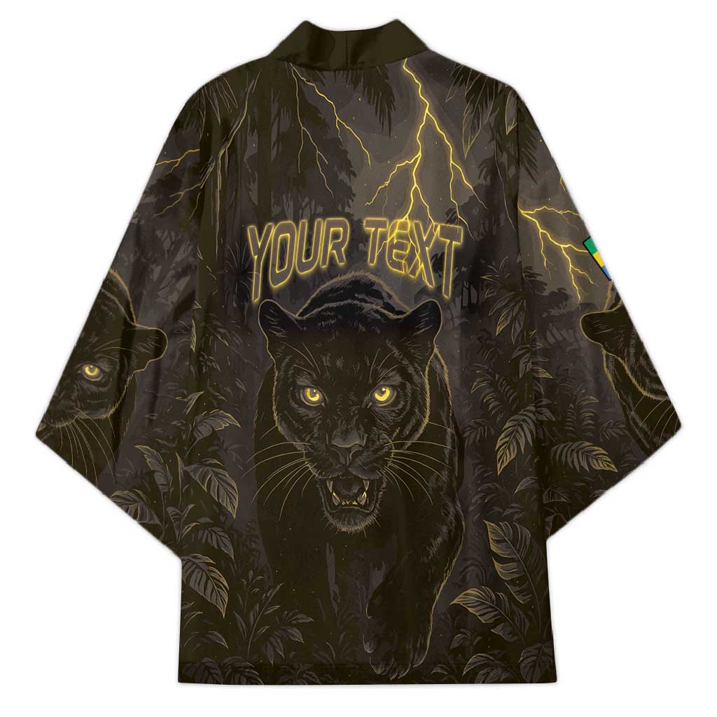 Custom Gabon Football Kimono Black Panther Thunder - Wonder Print Shop