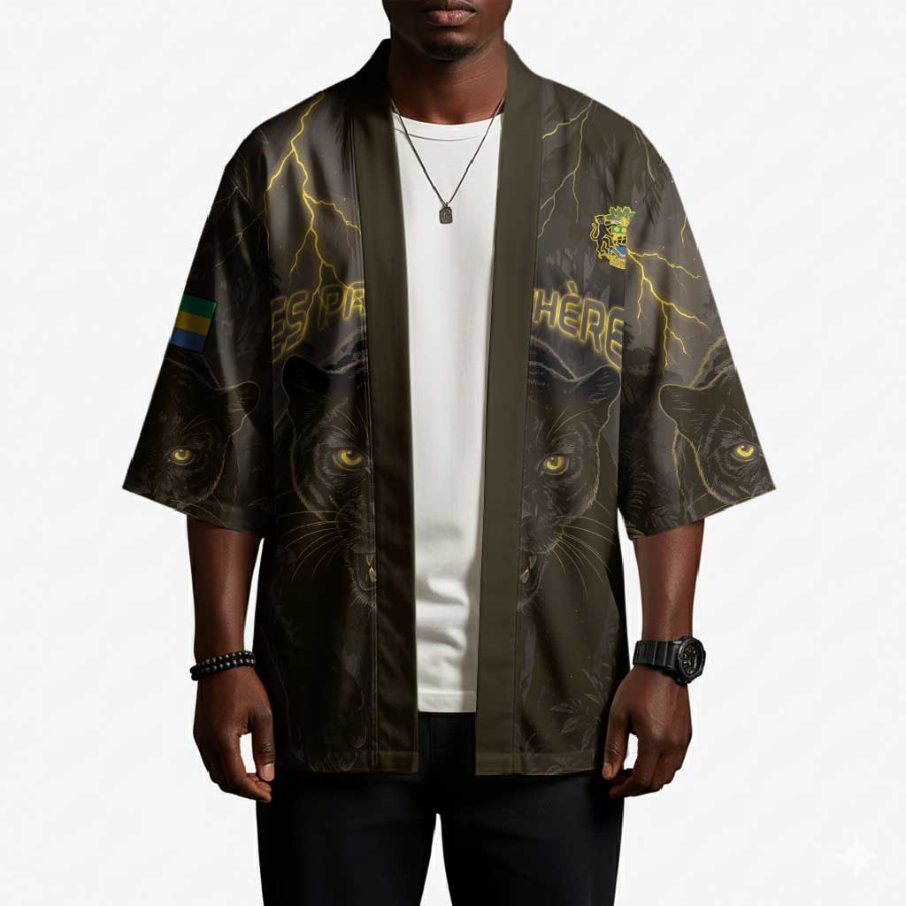Custom Gabon Football Kimono Black Panther Thunder - Wonder Print Shop