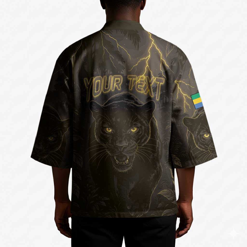 Custom Gabon Football Kimono Black Panther Thunder - Wonder Print Shop