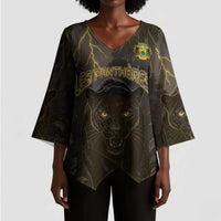Custom Gabon Football Kimono Sleeve Blouse Black Panther Thunder - Wonder Print Shop