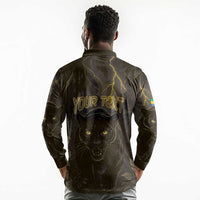 Custom Gabon Football Long Sleeve Polo Shirt Black Panther Thunder - Wonder Print Shop