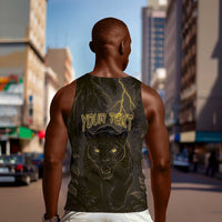 Custom Gabon Football Men Tank Top Black Panther Thunder - Wonder Print Shop