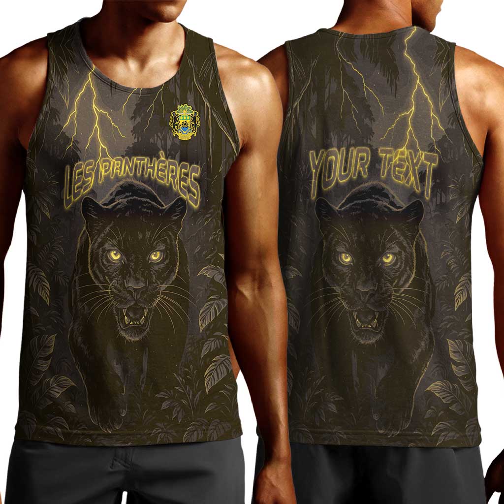 Custom Gabon Football Men Tank Top Black Panther Thunder - Wonder Print Shop