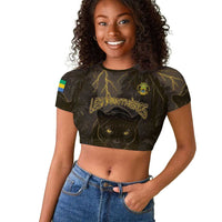 Custom Gabon Football Raglan Cropped T shirt Black Panther Thunder - Wonder Print Shop
