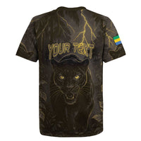 Custom Gabon Football Rugby Jersey Black Panther Thunder - Wonder Print Shop