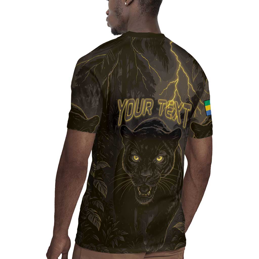 Custom Gabon Football Rugby Jersey Black Panther Thunder - Wonder Print Shop