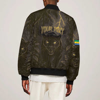 Custom Gabon Football Sleeve Zip Bomber Jacket Black Panther Thunder - Wonder Print Shop