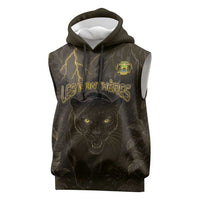 Custom Gabon Football Sleeveless Hoodie Black Panther Thunder - Wonder Print Shop