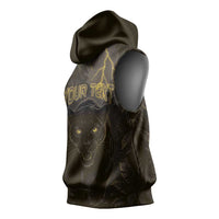 Custom Gabon Football Sleeveless Hoodie Black Panther Thunder - Wonder Print Shop