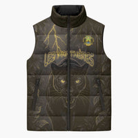 Custom Gabon Football Sleeveless Puffer Jacket Black Panther Thunder - Wonder Print Shop