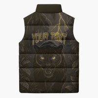 Custom Gabon Football Sleeveless Puffer Jacket Black Panther Thunder - Wonder Print Shop