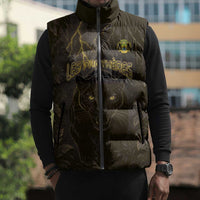 Custom Gabon Football Sleeveless Puffer Jacket Black Panther Thunder - Wonder Print Shop