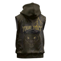 Custom Gabon Football Sleeveless Zip Hoodie Black Panther Thunder - Wonder Print Shop