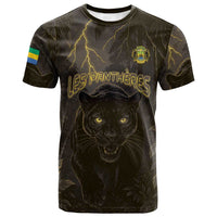 Custom Gabon Football T shirt Black Panther Thunder - Wonder Print Shop