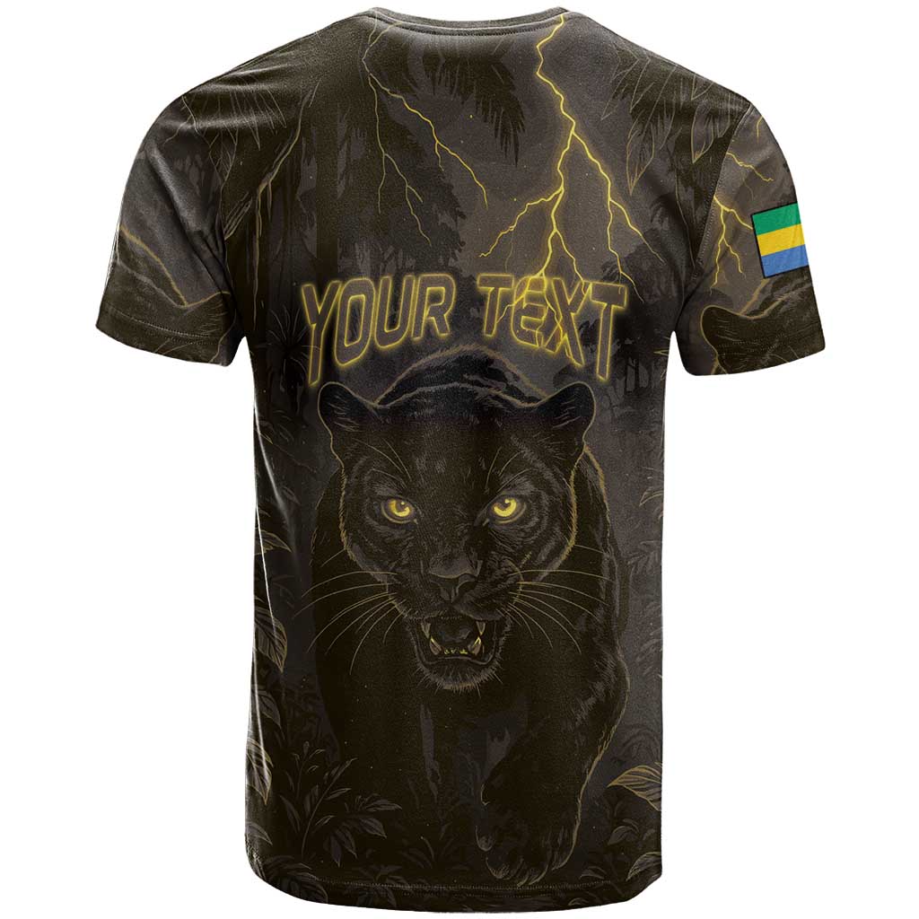 Custom Gabon Football T shirt Black Panther Thunder - Wonder Print Shop