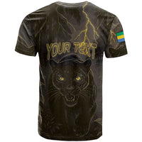 Custom Gabon Football T shirt Black Panther Thunder - Wonder Print Shop