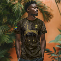 Custom Gabon Football T shirt Black Panther Thunder - Wonder Print Shop