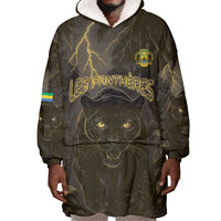 Custom Gabon Football Wearable Blanket Hoodie Black Panther Thunder - Wonder Print Shop