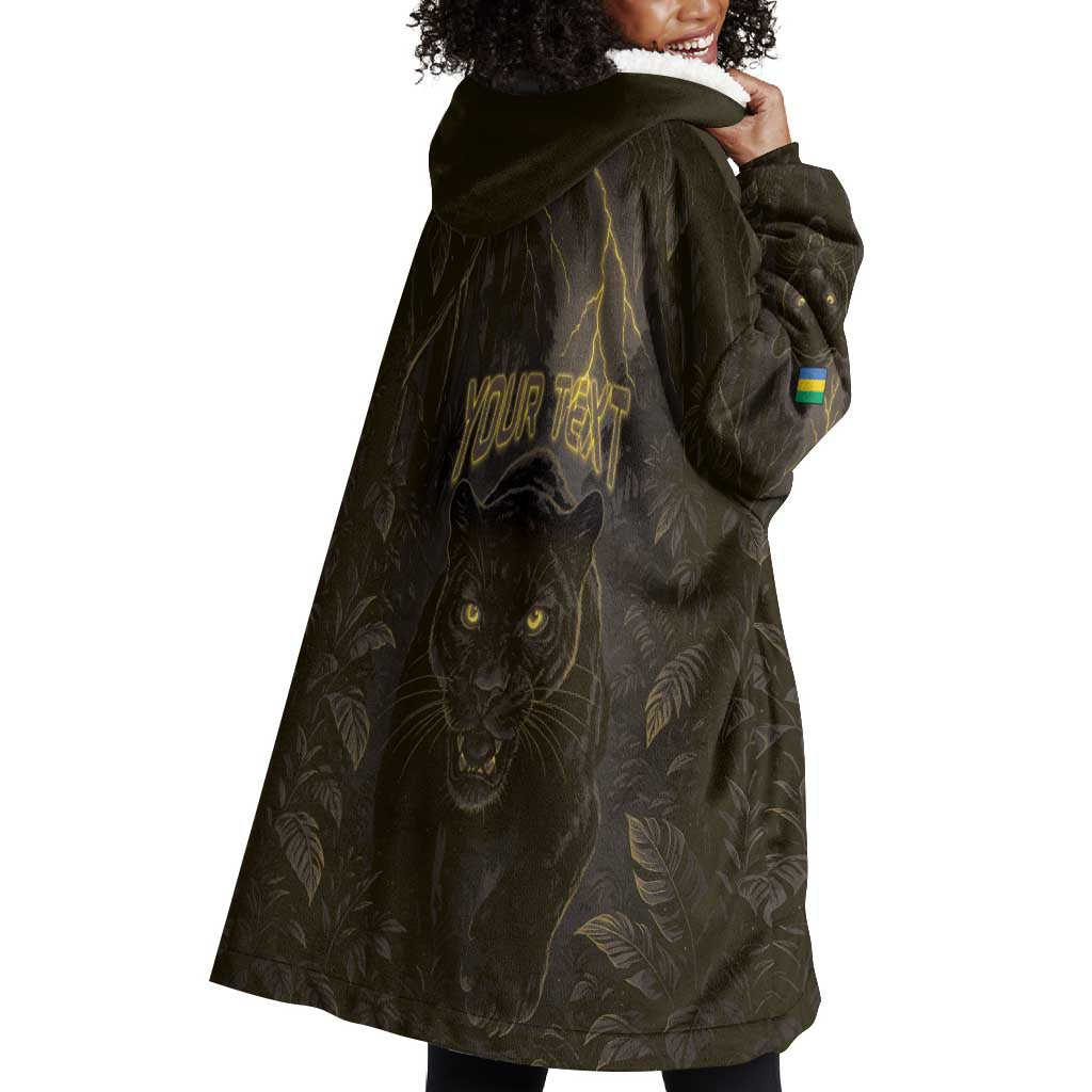 Custom Gabon Football Wearable Blanket Hoodie Black Panther Thunder - Wonder Print Shop
