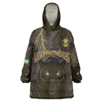 Custom Gabon Football Wearable Blanket Hoodie Black Panther Thunder - Wonder Print Shop