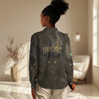 Custom Gabon Football Women Casual Shirt Black Panther Thunder - Wonder Print Shop