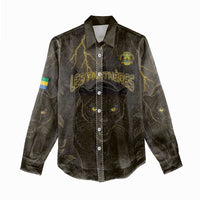 Custom Gabon Football Women Casual Shirt Black Panther Thunder - Wonder Print Shop