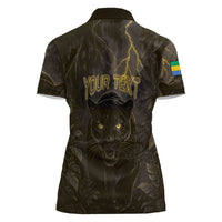 Custom Gabon Football Women Polo Shirt Black Panther Thunder - Wonder Print Shop