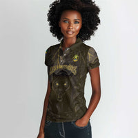 Custom Gabon Football Women Polo Shirt Black Panther Thunder - Wonder Print Shop