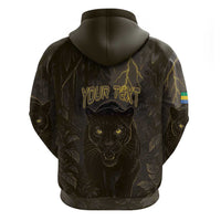 Custom Gabon Football Zip Hoodie Black Panther Thunder - Wonder Print Shop