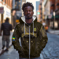 Custom Gabon Football Zip Hoodie Black Panther Thunder - Wonder Print Shop