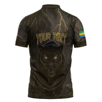 Custom Gabon Football Zipper Polo Shirt Black Panther Thunder - Wonder Print Shop