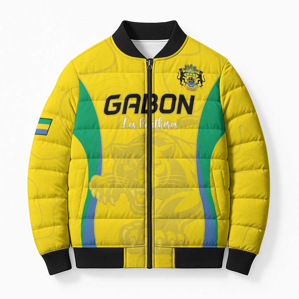 Custom Gabon Football Bomber Puffer Jacket Go Champions Les Pantheres - Wonder Print Shop