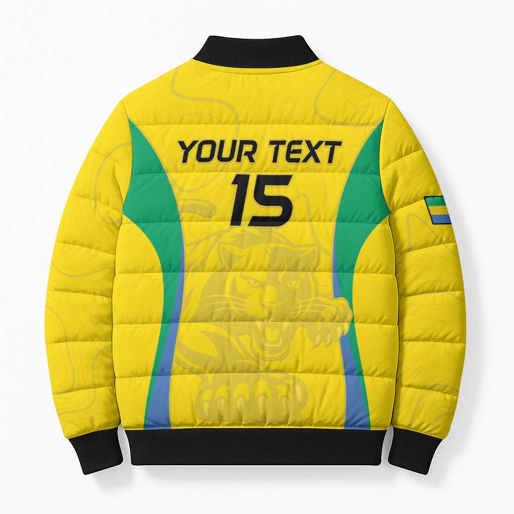 Custom Gabon Football Bomber Puffer Jacket Go Champions Les Pantheres - Wonder Print Shop
