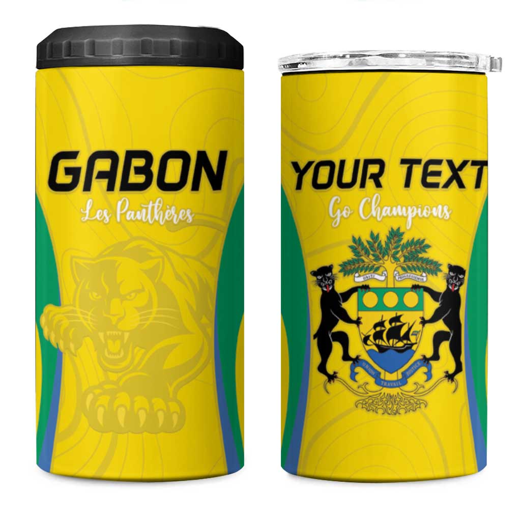 Custom Gabon Football 4 in 1 Can Cooler Tumbler Go Champions Les Pantheres - Wonder Print Shop