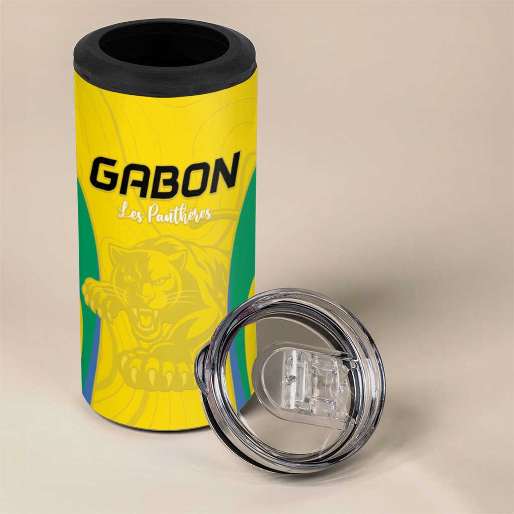 Custom Gabon Football 4 in 1 Can Cooler Tumbler Go Champions Les Pantheres - Wonder Print Shop