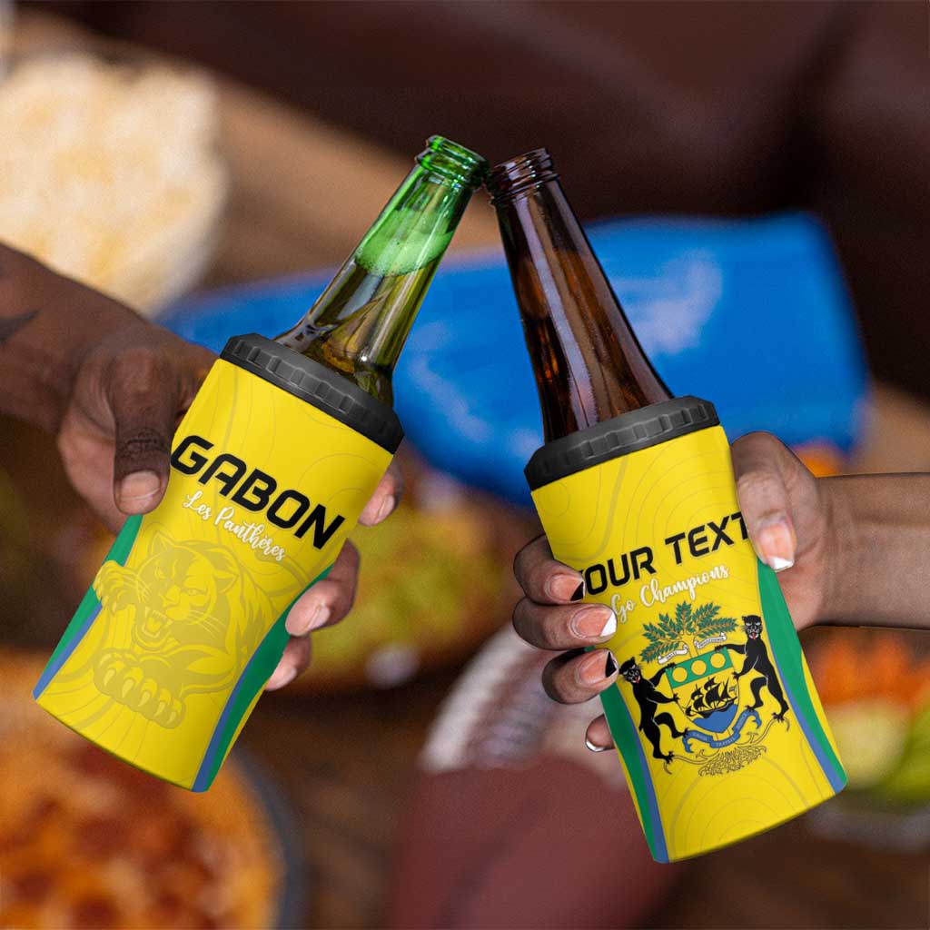 Custom Gabon Football 4 in 1 Can Cooler Tumbler Go Champions Les Pantheres - Wonder Print Shop