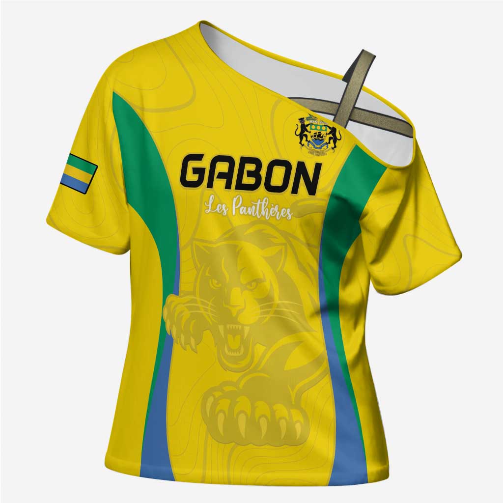 Custom Gabon Football Cross Shoulder Shirt Go Champions Les Pantheres - Wonder Print Shop