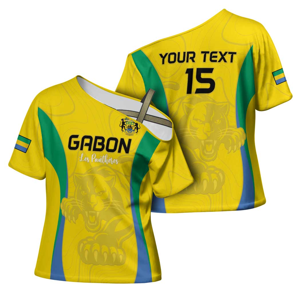 Custom Gabon Football Cross Shoulder Shirt Go Champions Les Pantheres - Wonder Print Shop