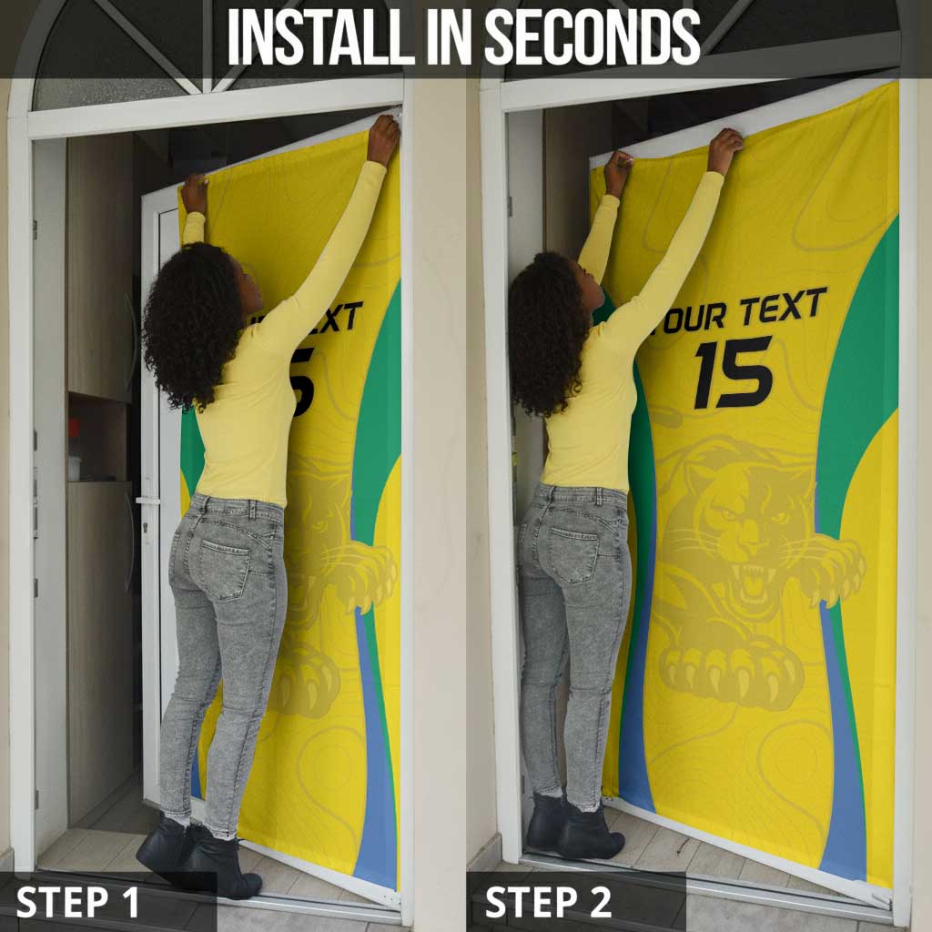 Custom Gabon Football Door Cover Go Champions Les Pantheres - Wonder Print Shop