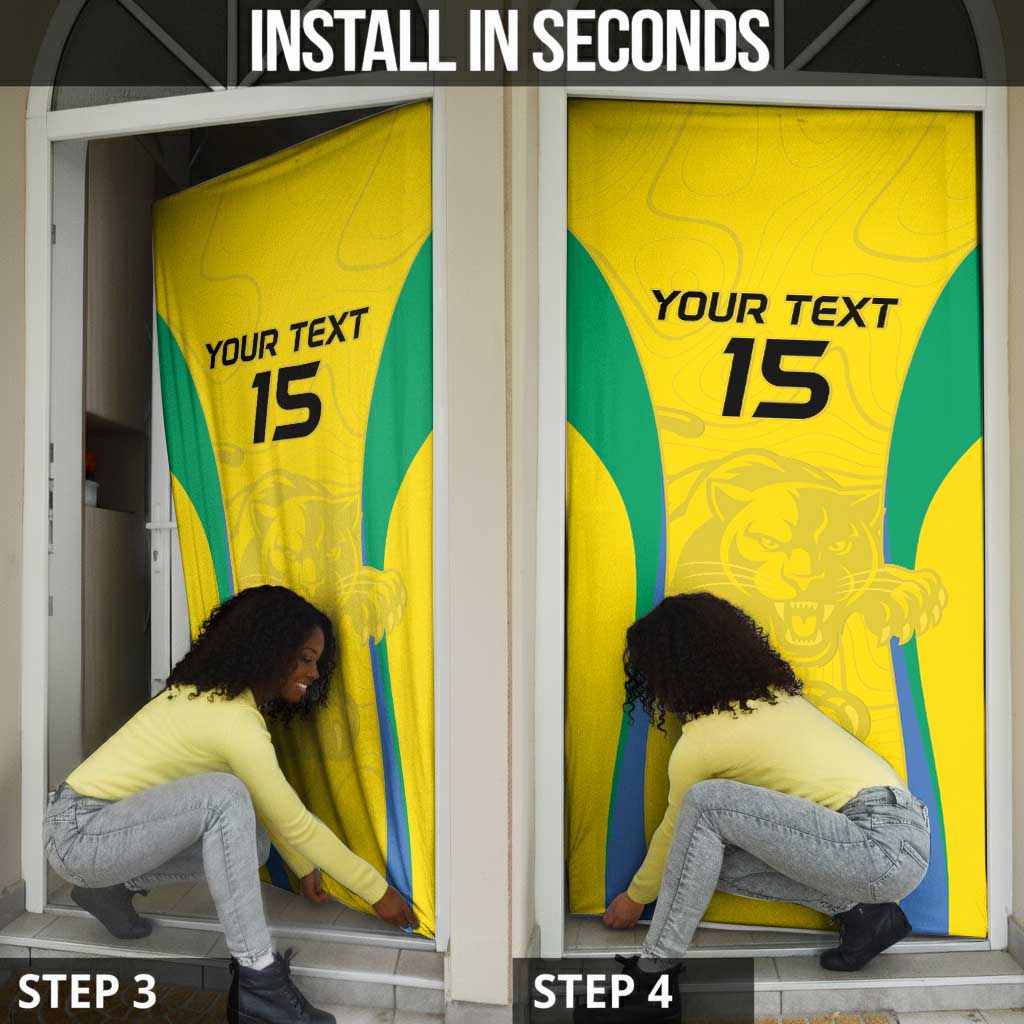 Custom Gabon Football Door Cover Go Champions Les Pantheres - Wonder Print Shop
