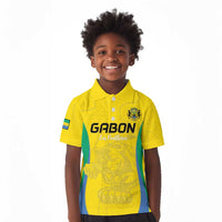 Custom Gabon Football Kid Polo Shirt Go Champions Les Pantheres - Wonder Print Shop